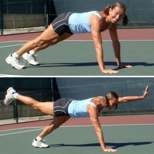 Best core exercise to improve your tennis fitness, plank with the leg and arm lifts