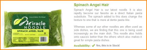 Spinach Angel Hair Miracle Noodles